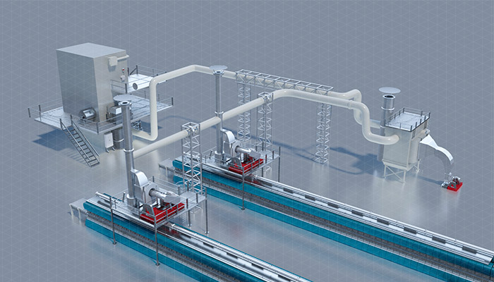 Instalaciones de recuperación de energía del aire de enfriamiento del horno